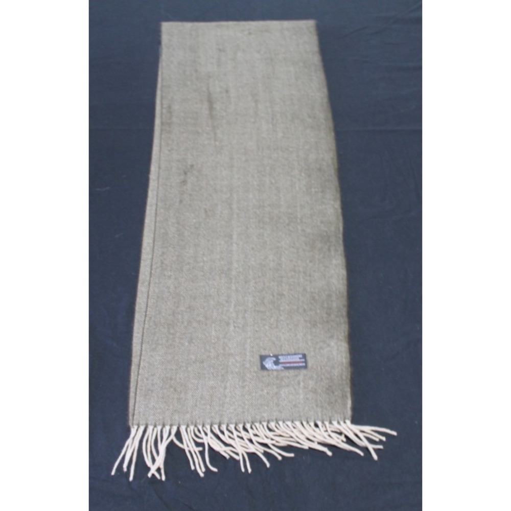 Italy Design Cashmere Blend Scarf Herringbone Taupe Gray Fringe 24x71